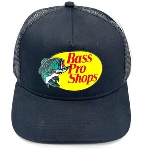 Bass Pro Shops Black Mesh Trucker Hat One Size Fits Most New with Tags